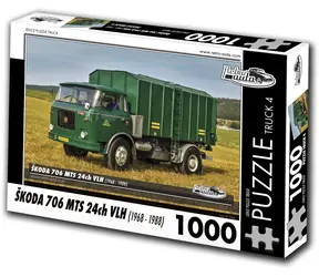 RETRO-AUTA Puzzle TRUCK č.4 Škoda 706 MTS 24ch VLH (1968-1988) / 1000 dílků / 66 × 47 cm