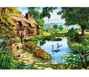 BLUEBIRD Puzzle Chata u jezera / 500 dílků / 47,8 x 34,2 cm