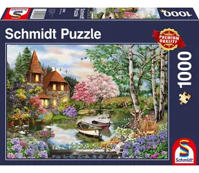 SCHMIDT Puzzle Dům u jezera / 1000 dílků / 69,3 × 49,3 cm