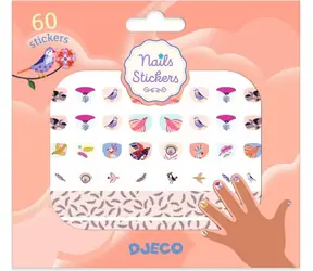 DJECO Samolepky na nehty Ptáčci / Nálepky na nehty / 30+10 ks / vodě odolné