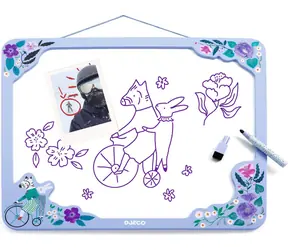 DJECO Magnetická tabule Zebra / Magnetická tabule / Dřevěný rám / Kovová popisovací deska / 46x38 cm