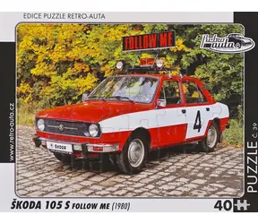 RETRO-AUTA Puzzle č.39 Škoda 105 S Follow Me (1980) / 40 dílků / 32 × 24 cm