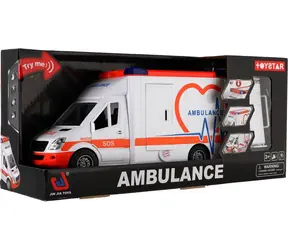 TEDDIES Auto ambulance 28 cm / Otevírací dveře / Lehátko pro pacienty / Setrvačník