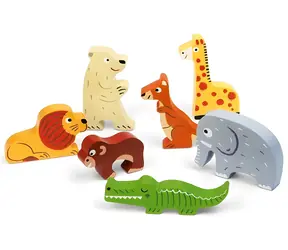 JANOD Vkládačka ZOO Chunky / Dřevěná vkládačka / 7 dílků / od 12 měsíců