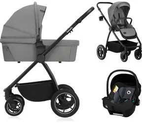 LIONELO Kočárek kombinovaný Meril 3v1 Grey Stone / Hliníkový rám / Terénní kola / Autosedačka do 13 kg