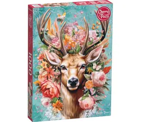 CHERRY PAZZI Puzzle Jelen v květinách / 1000 dílků / 50 x 70 cm
