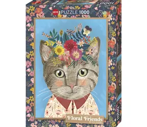 HEYE Puzzle Floral Friends: Krásná kočička / 1000 dílků / 50 x 70 cm