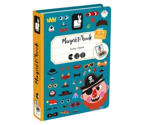 JANOD Magnetická knížka Magnetibook Zábavné obličeje - Chlapci / 70 magnetických dílků / od 3 let