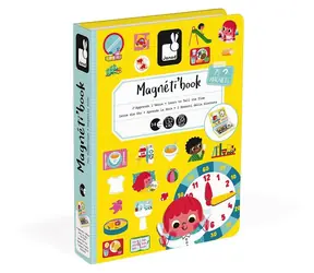 JANOD Magnetická knížka Magnetibook Hodiny / 75 magnetek / od 3 let