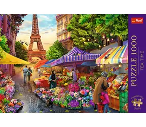 TREFL Puzzle Premium Plus Tea Time: Květinový trh / 1000 dílků / 68,3 x 48 cm