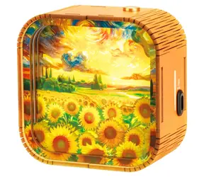 2KIDS TOYS 3D dřevěná skládačka Lampička Slunečnicové pole / LED osvětlení / dotykové ovládání / 10+ dílků / USB