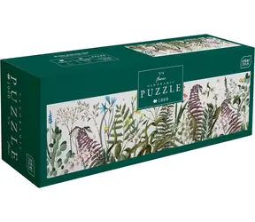 INTERDRUK Panoramatické puzzle Kapradí a květiny / 1000 dílků / 96x32 cm