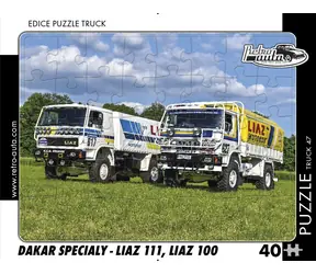 RETRO-AUTA Puzzle TRUCK č.47 Dakar speciály LIAZ 111, LIAZ 100 / 40 dílků / Rozměr 32 × 24 cm