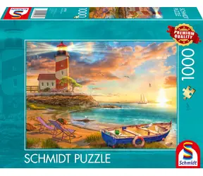 SCHMIDT Puzzle Západ slunce nad zátokou s majákem / 1000 dílků / od 12 let