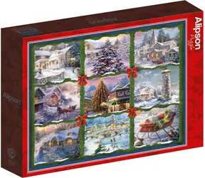 ALIPSON Čtvercové puzzle Vánoční devítičtverec / 1000 dílků / 63,5 x 63,5 cm