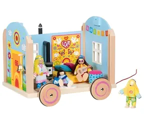 GOKI Dřevěný karavan pro panenky / od 3 let / cca 12 dílů