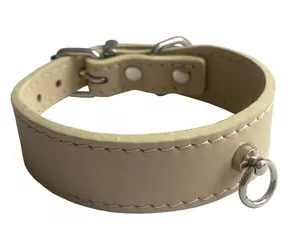 HUHUBAMBOO Obojek Exclusive béžový XS / Hovězí kůže / 24 mm x 22-27 cm