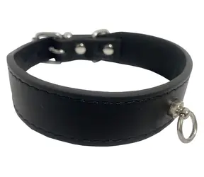 Huhubamboo Exclusive obojek černý M / Obojek pro psy / 28 mm x 30-35 cm / Hovězí kůže