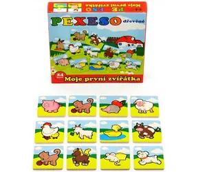 TEDDIES Dřevěné pexeso Moje první zvířátka / 24 dílků / dřevěné