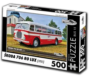RETRO-AUTA Puzzle BUS č.15 Škoda 706 RO LUX (1951) / 500 dílků / 48 × 36 cm
