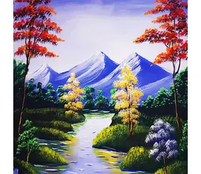 NORIMPEX Diamantové malování Horská bystřina / 30x40 cm