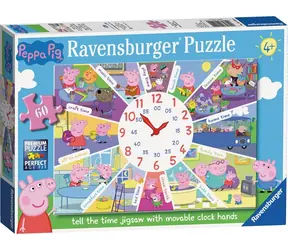 RAVENSBURGER Puzzle s hodinami Prasátko Peppa XL / 60 dílků / 49 × 36 cm