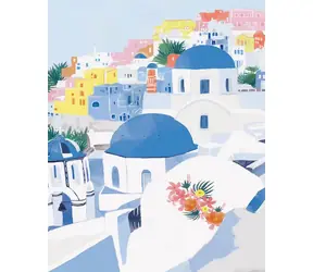 NORIMPEX Diamantové malování Modré střechy v Santorini / 30x40 cm