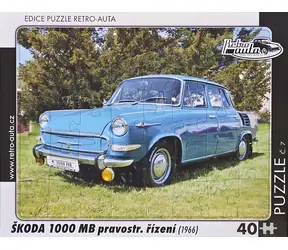 RETRO-AUTA Puzzle č.07 Škoda 1000 MB (1966) pravostranné řízení / 40 dílků / 32 × 24 cm