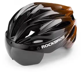 Rockbros Cyklistická přilba s kšiltem a brýlemi černá/hnědá / Přilba / Odnímatelné UV brýle
