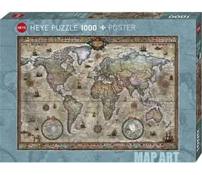 HEYE Puzzle Map Art: Retro svět / 1000 dílků / 70 × 50 cm