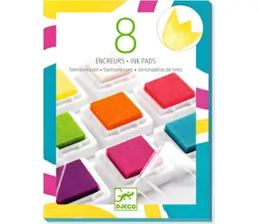 DJECO Inkoustové polštářky na razítka Pop / Sada 8 ks / vč. čisticí podložky / 2 neonové odstíny
