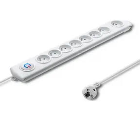 Qoltec Prodlužovací panel s přepěťovou ochranou bílý / Přepěťová ochrana / 8 zásuvek / 1,5 m