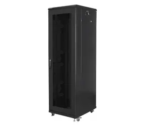 Lanberg Rack 42U černá / Stojanový rozvaděč / 19" / 600x800 mm / Flat pack / Perforované dveře