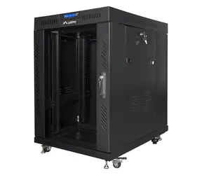 Lanberg FF01 15U 19" černý / Stojanový rozvaděč / 600×800 mm / Skleněné dveře / LCD panel / Nosnost 1200 kg