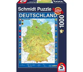 SCHMIDT Puzzle Mapa Německa / 1000 dílků / 49,3 x 69,3 cm