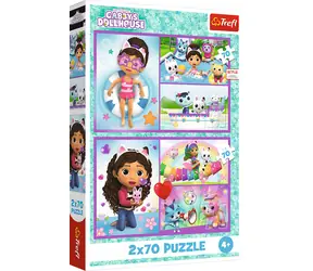 TREFL Puzzle Gábinin kouzelný domek: Bav se s Gabby / 2x70 dílků / 27,5 x 18 cm / od 4 let