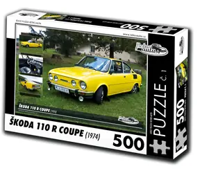 RETRO-AUTA Puzzle č. 1 Škoda 110 R Coupe (1974) / 500 dílků / 48 × 36 cm