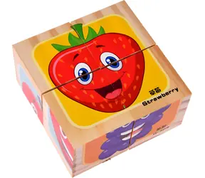 Dřevěné obrázkové kostky Ovoce / Kostky / 4 ks / 4,5x4,5x4,5 cm