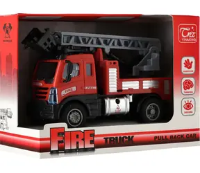 TEDDIES Hasičské auto se žebříkem na zpětné natažení / 13 cm / od 3 let