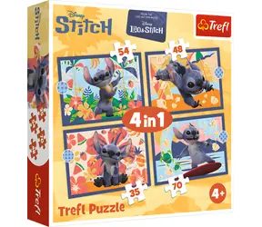TREFL Puzzle Lilo & Stitch: Prázdniny na Havaji 4v1 / 35+48+54+70 dílků / 28,5 x 20,5 cm / od 4 let