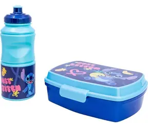 STOR Dětská jídelní sada 2v1 Stitch / Jídelní sada / Láhev 380 ml + svačinový box
