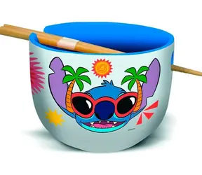 STOR Jídelní miska s hůlkami Stitch / Miska na ramen / Keramika / Dřevěné hůlky / Dárkové balení