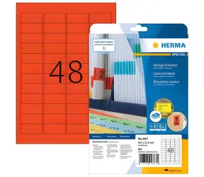 Herma Etikety A4 červená 45,7x21,2 mm / Etikety / papír matný / snímatelné / 960 ks