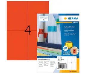 Herma Etikety A4 červená / Etikety / 105x148 mm / papír matný / 400 ks