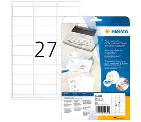 HERMA Adresní etikety 67x30 mm bílé / Etikety / papír matný / 540 ks / 20 listů