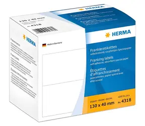 Herma frankovací etikety dvojité 130x40 mm bílá / Etikety / A4 / samolepicí / 1000 ks