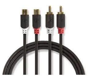 Nedis Stereo audio kabel 2x RCA - 2x RCA antracitová / Audio kabel / pozlacené konektory / 2 m / kulatý