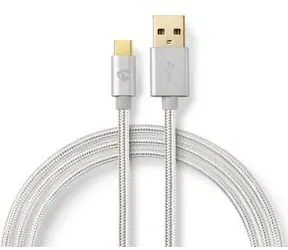 Nedis GOLD kabel USB-A - USB-C / Datový kabel / USB 2.0 / 3 m / nylon / hliníkové konektory