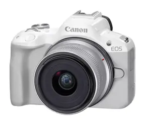 Canon EOS R50 bílá + RF-S 18-45mm F4.5-6.3 IS STM / Digitální fotoaparát / 24,2 Mpx / 4K / Wi-Fi / Bluetooth