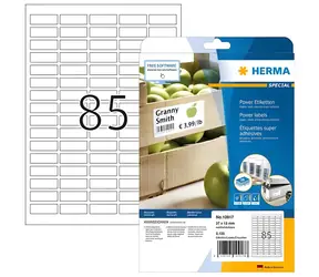 Herma Etikety 37x13 mm bílé extra silně lepící / Etikety / Papír / 2125 ks / A4